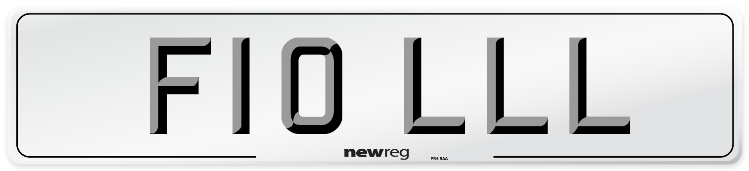 F10 LLL Number Plate from New Reg